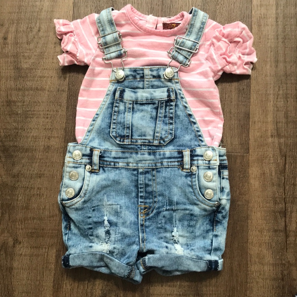 7 for all mankind T-shirt and overalls set